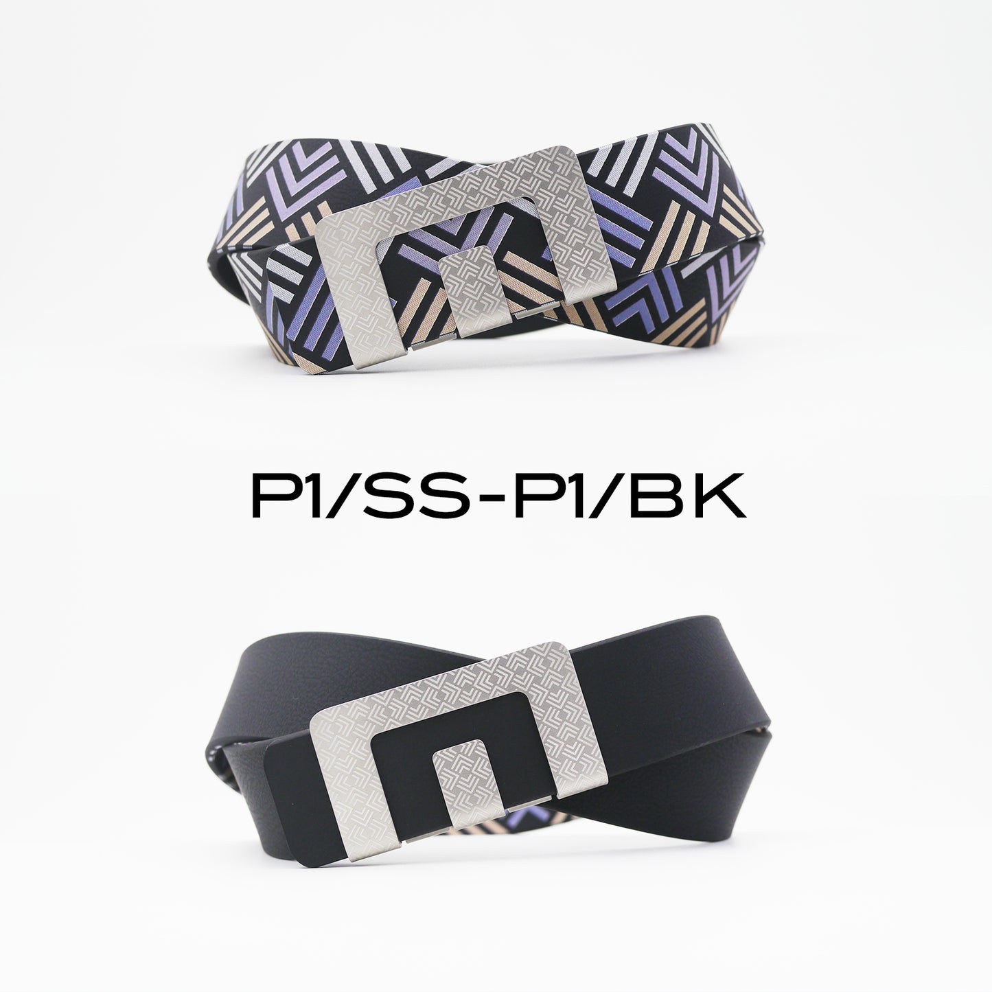 MIN BELT - SILVER P1 BUCKLE, BLACK P1 STRAP