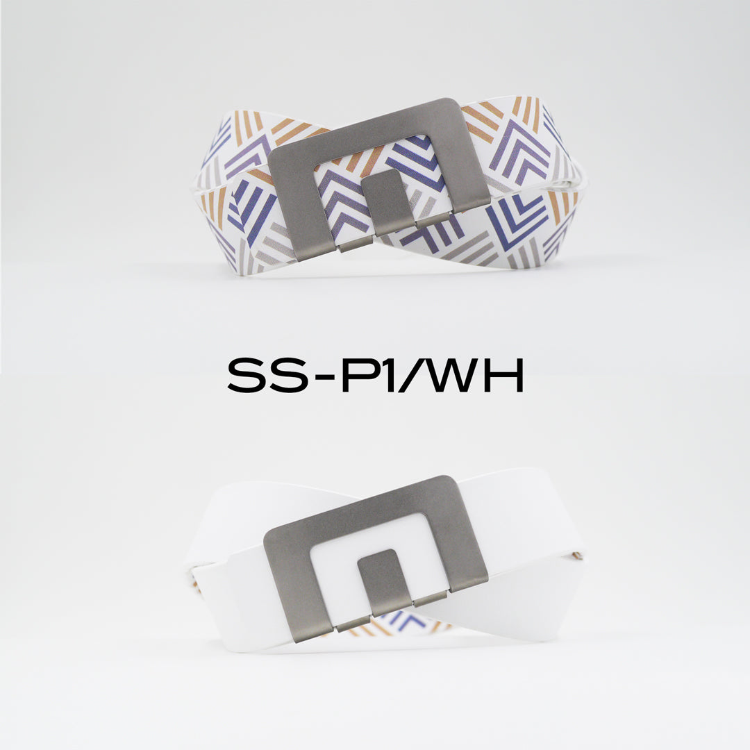 MIN BELT - SILVER BUCKLE, WHITE P1 STRAP